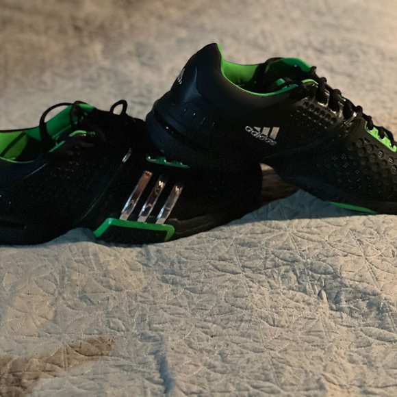 adidas | Shoes | Adidas Black And Green Athletic Shoes With Neon ...